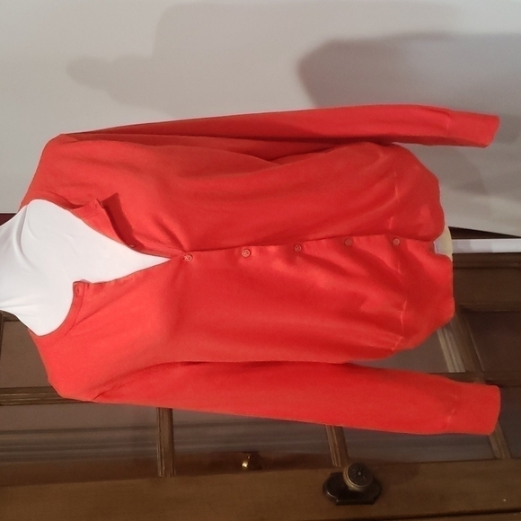 𝅺lands' End Button Up Tangerine/Orange Sweater - Picture 1 of 9